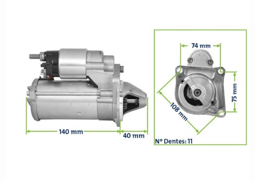 SF000C60005 MOTOR DE PARTIDA BOSCH GRAND SIENA/PALIO 12V 11D SEG (GUIA P/ CIMA)