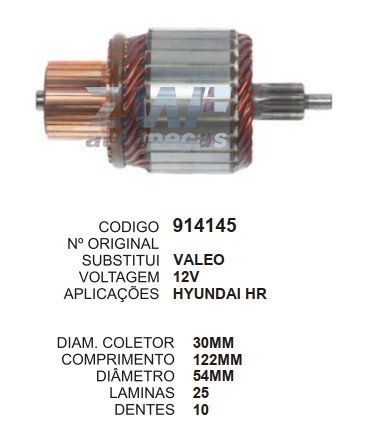 914145 IND. PART. VALEO HYUNDAI HR 12V C122 D54 10D