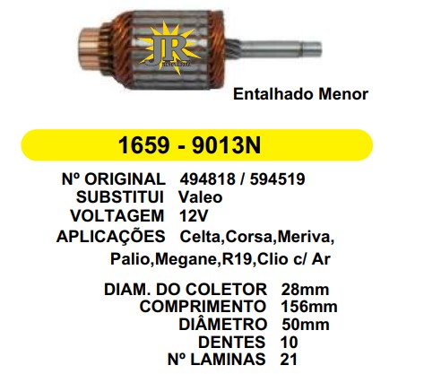 1659 IND. PART. VALEO CELTA/PALIO/MEGANE 12V C155,5 D50 10D ENT. MENOR 