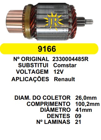 9166 IND. PART. COMSTAR SANDERO/LOGAN/KWID 12V C100.3 D41 9D JR