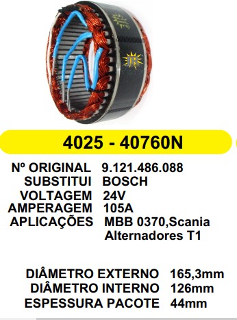 4025 EST. BOSCH E165.3 I126 T1 105A 24V (SEM EMBALAGEM)