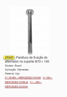 GB21643 PARAFUSO M10X140 FIXACAO ALTERN. MB (1PÇ)