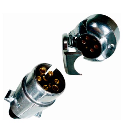 DNI8373 TOMADA ENG. CARRETA PLAST. CROMADA M/F 6P (PAR)