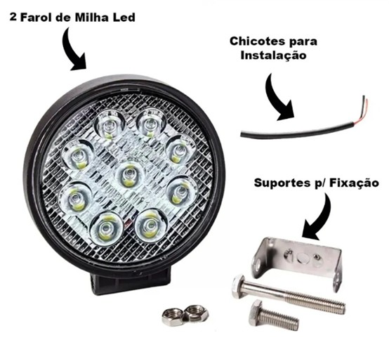 FAROL LED 7.2W 9LEDS REDONDO MINI TIGER (0802022) (PAR)