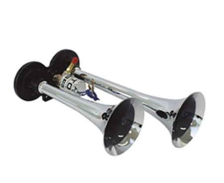 VTO043 BUZINA A AR 2 CORNETAS CROMADA C/VALVULA 12V 