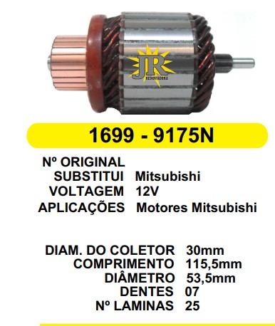 1699/9175 IND. PART. MITSUBISHI L200/PAJERO 115.5MM 7D 12V JR