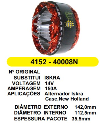 4152 EST. ISKRA E142 I112.5 L35,5MM 3P4 150A 14V 