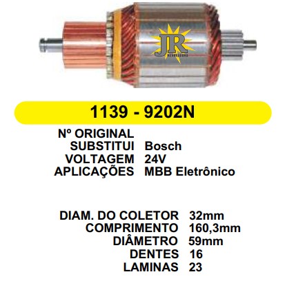 9202 IND. PART. BOSCH MBB ELETRONICO 24V C160.3 D59 16D JR