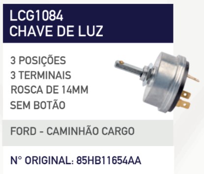 LCG1084 CHAVE DE LUZ CARGO 3T 3POS ROSCA 14MM S/BOTAO