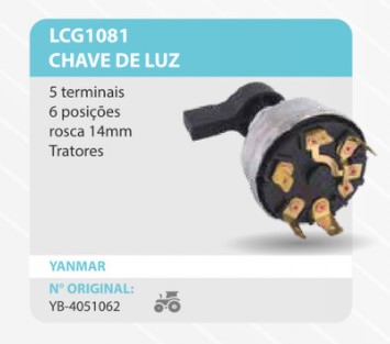 LCG1081 CHAVE DE LUZ TRATOR YANMAR 5T 6POS ROSCA 14MM