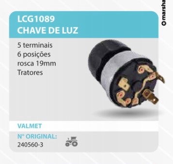 LCG1089 CHAVE DE LUZ TRATOR VALMET 5T 6POS ROSCA 19MM 