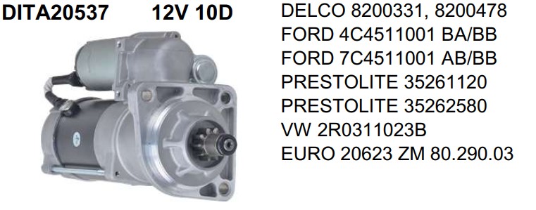 DITA20537 MOTOR DE PARTIDA DELCO 29MT FORD CARGO ELETRONICO/CAM. VW 12V 10D (32MM)