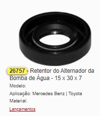 GB26757 RETENTOR ALTERNADOR C/BOMBA AGUA MB/TOYOTA (30X15X7)