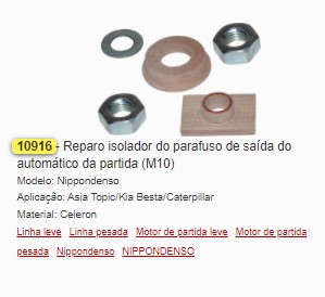GB10916 REPARO (ISOLANTE) AUT. TOPIC/BESTA/CATERPILLAR M10 (01PÇ)