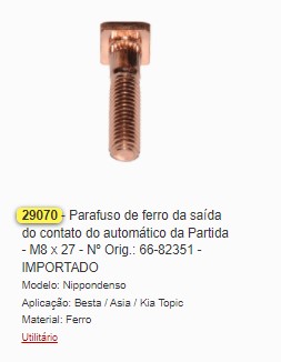 GB29070I PARAFUSO AUTOMATICO NIPPODENSO (FERRO) M8X27MM (02PÇ)