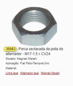 GB35563 PORCA ROTOR ALTERNADOR MARELLI 17MM (C/01PÇ)