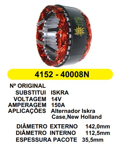 40008/4152 EST. ISKRA E142 I112.5 L35,5MM 3P4 150A 14V NOVO