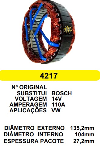 4217 EST. BOSCH E135.2 I104 GOL G5 VW 12V 110A 