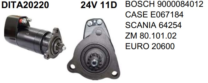 DITA20220 MOTOR DE PARTIDA KB GRANDE SCANIA/MF/MF4780/CASE 24V 11D