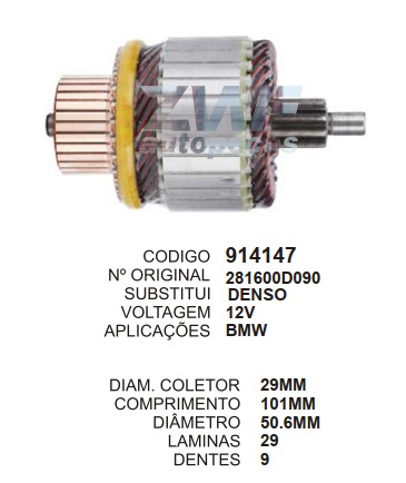 1738/914147 IND. PART. DENSO BMW 12V C101 D50.6 9D ZWF