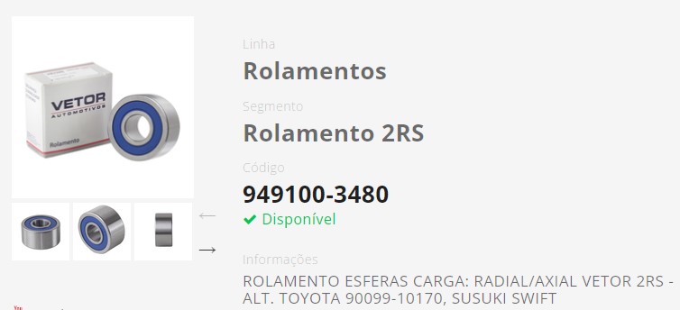 9491003480 ROLAMENTO ALTERNADOR TOYOTA/SUSUKI 