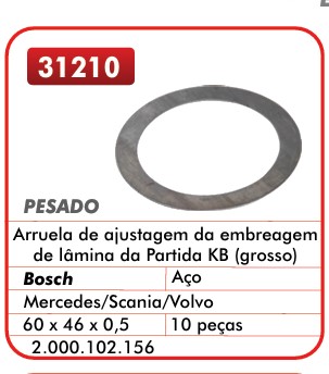 GB31210 ARRUELA DE ACO AJUSTE DA PART. KB GRANDE/GROSSA (C/02) 60X46X0.5