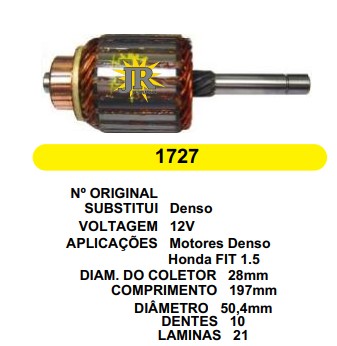 1727/1 IND. PART. DENSO HONDA FIT 1.5 12V C197 D50.4 10D ESQ