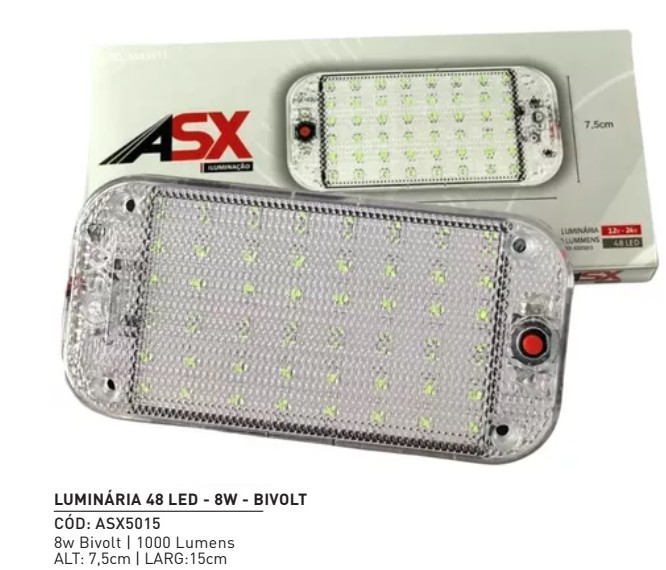 ASX5015 LUMINARIA LED BAU 48 LEDS BIVOLT 12V/24V ASX