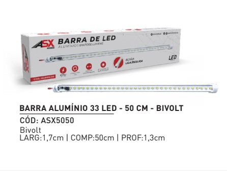 ASX5050 LUMINARIA LED BAU REGUA 50CM BIVOLT C/BOTAO