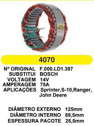 4070 EST. BOSCH E125 I89.5 SPRINTER/S10/RANGER MENOR 75A 12V