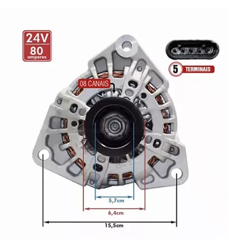 SF000BL0739 ALTERNADOR BOSCH ATEGO/AXOR/ACCELO 24V 80A
