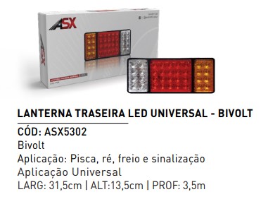 ASX5302 LANTERNA TRASEIRA UNIVERSAL 12/24V ITUN (ASX272)