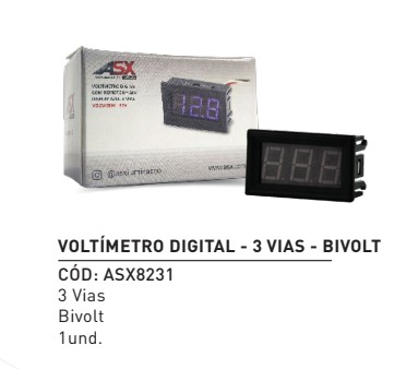 ASX8231 VOLTIMETRO DIGITAL 3VIAS AZUL 0/30V S/USB