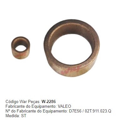 W2286ST -KIT BUCHA PART.VALEO FOX/GOL GIV GV (BUCHA L/M MENOR)