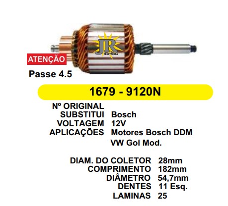 1679 IND. PART. BOSCH GOL MOD. DDM (4.5) 12V C182 D54.7 11D ESQ