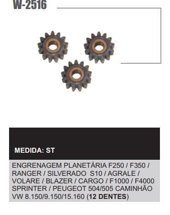 W2516ST -KIT ENGREN. PLANETARIA PRESTOLITE M93R 12D C/3PÇS