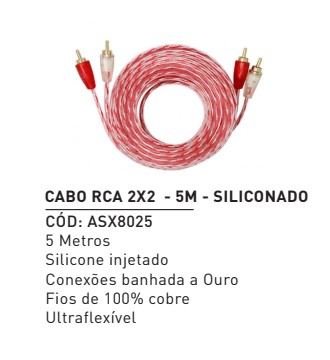 ASX8025 CABO RCA 2X2 5 METROS SILICONADO 