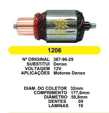 1206 IND. PART. DENSO CUMMINS MAIOR 24V C177.6 D58.8 9D 