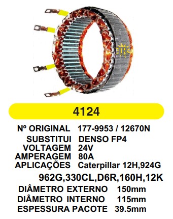 4124 EST. DENSO E150 I115 CATERPILLAR FP4 L39MM 60A 
