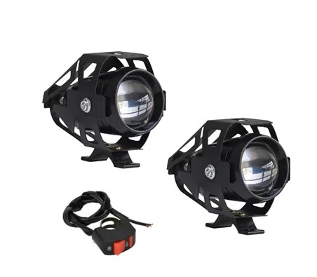 0802028 FAROL MILHA P/ MOTO ALTO/BAIXA C/STROBO 12V/24V (PAR)