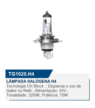LAMPADA H4 24V 75/70W TIGER 1020H4 COMUM 