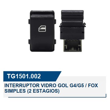 1501002 INTERRUPTOR VIDRO GOL G4/G5/G6/FOX SIMPLES (2 ESTAGIOS) CINZA 