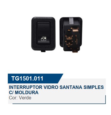 1501011 INTERRUPTOR VIDRO SANTANA SIMPLES C/MOLDURA VD 5T