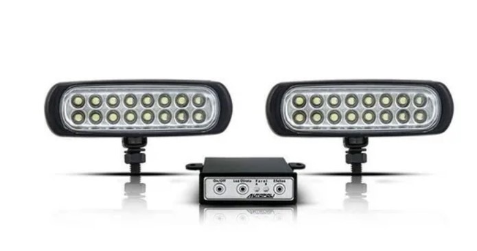 AP951 FAROL STROBO 12/24V 16LEDS VERMELHA PAR (CORPO PRETO)