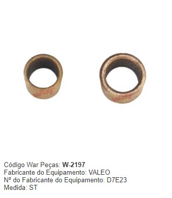 W2197ST -KIT BUCHA PART.VALEO CITROEN C3/PEUGEOT 206/207