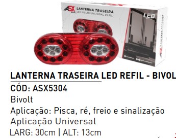 ASX5304 LANTERNA TRAS.RANDON LED REFIL 12/24V LTREFILASX