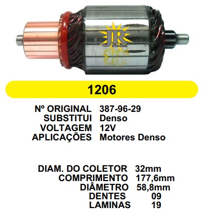 9276 IND. PART. DENSO MOTORES DENSO 24V C177.6 D58.8 9D 
