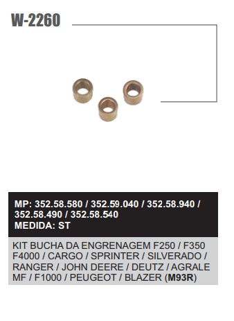 W2260ST -KIT BUCHA ENGREN.PLANET.PRESOLITE RANGER/SILVERADO/AGRALE 3PÇS