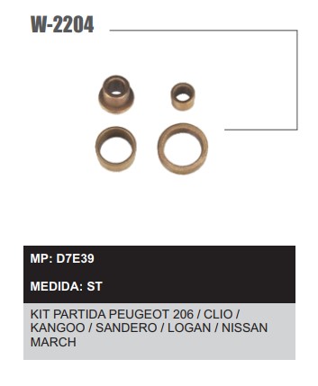 W2204ST -KIT BUCHA PART.VALEO PEUGEOT/RENAULT 
