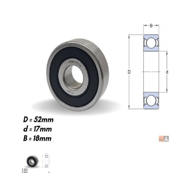 IKB17116 ROLAMENTO ALTERNADOR MITSUB/MOTORCRA. 17X52X18